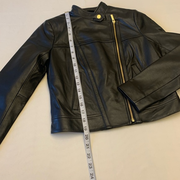 NWT Michael Kors black genuine leather moto jacket size XS - Picture 12 of 14
